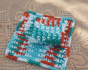 Crochet Dish Cloth Wash Cloth Washcloth Dishcloth Bathroom Spa Cloth Kitchen Dish Rag Set of 2 d