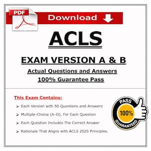 ACLS Prüfungs-Übungs-Test | Versionen A & B Fragen, Antworten (PDF Download)