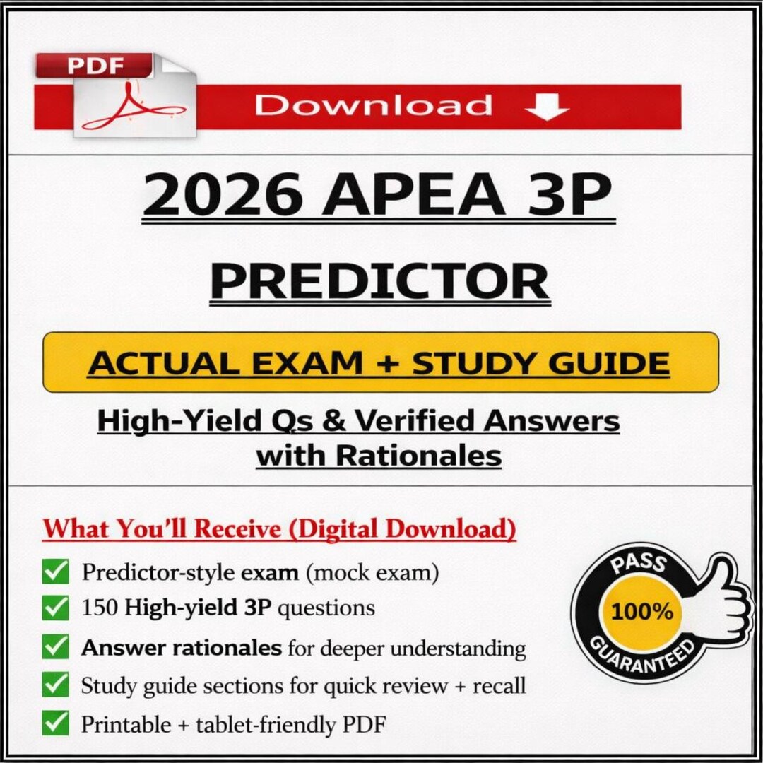 2026 APEA 3P Predictor Exam 1 | 150 Questions, Rationales, Study Guide ...