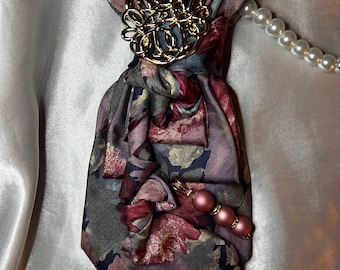 Floral Handcrafted Women’s Necktie Necklace - Gift for Women