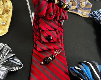 Red Women’s Handcrafted Necktie Necklace - Gift for Women