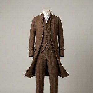 Mens Wool Regency Coat Handmade Colonial Aristocrat Tailcoat Historical Costume Theatre Jacket Custom Size Double Breasted