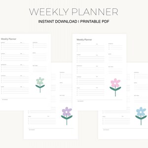 Weekly Planner Printable | Minimal Floral Design (A4) PDF and iPad (GoodNotes) |  Digital Download