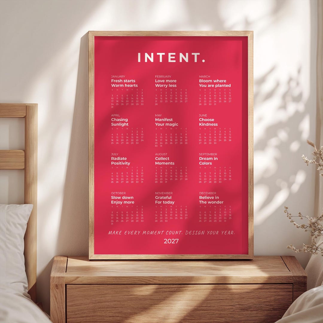 2027 Minimalist Yearly Wall Calendar | A4 Printable Intentional Planner ...