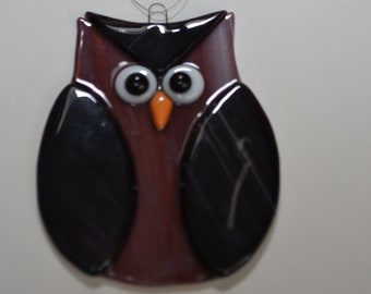Fused Glass Purple Owl Sun Catcher