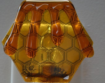 Honey Bees Fused Glass Night Light with Switch