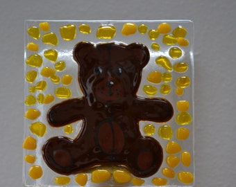 Teddy Bear Fused Glass Night Light