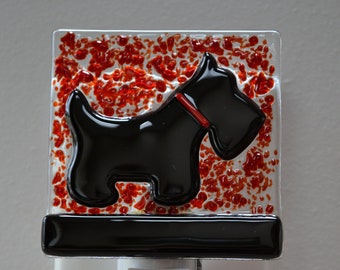 Scottie Dog Night Light with Red and Black Background
