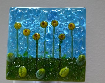 Sunflowers Fused Glass Night Light