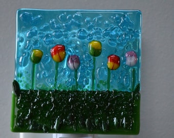 Tulips Fused Glass Night Light