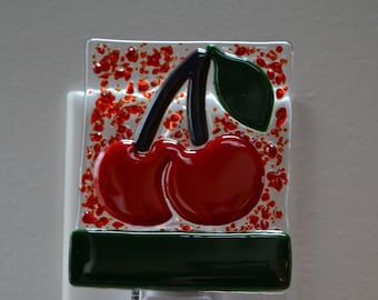 Cherries Fused Glass Night Light with Switch