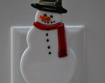 Vintage Retro Style Snowman with a Red Bird Night Light