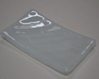 White Fused Glass Soap Dish