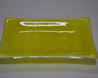 Yellow Fused Glass Soap Dish