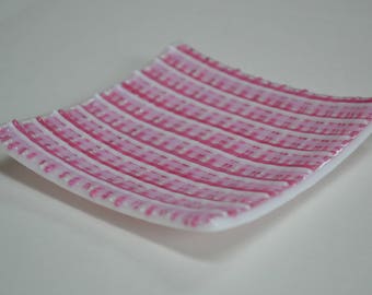 Petite Pink Plaid Fused Glass Dish