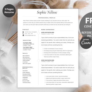 完全な求人応募パッケージ | ATS対応履歴書テンプレート（Canva） | 履歴書テンプレート + カバーレター + 推薦状ページ | ミニマルなプロフェッショナル履歴書