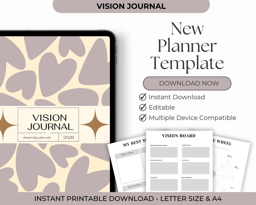 Vision Book Journal Printable, Manifestation Vision Journal, Goal ...