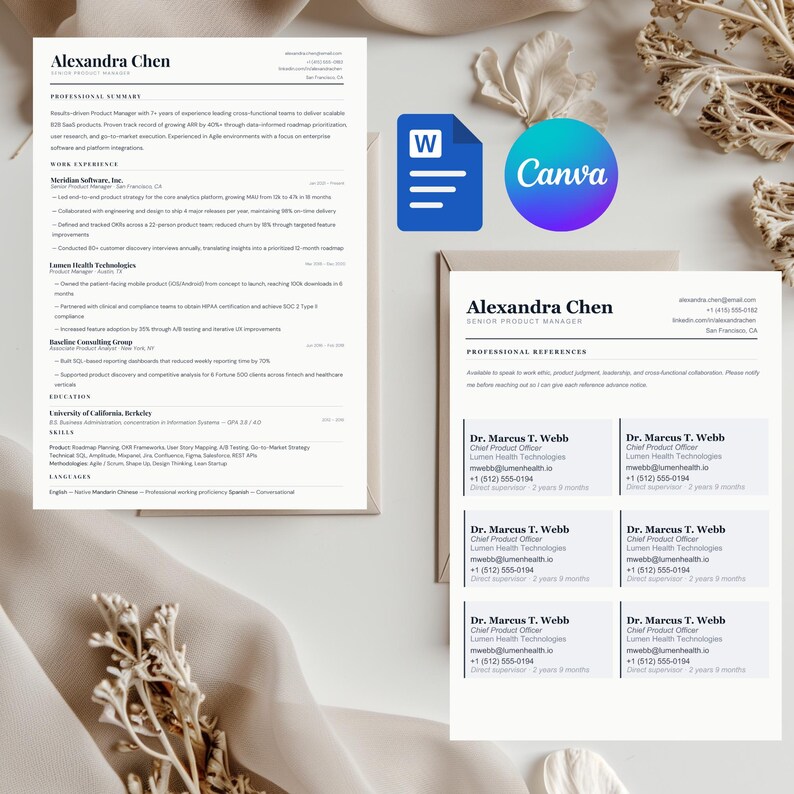 ATS Resume Template Canva Word | Minimalist CV + Cover Letter ...