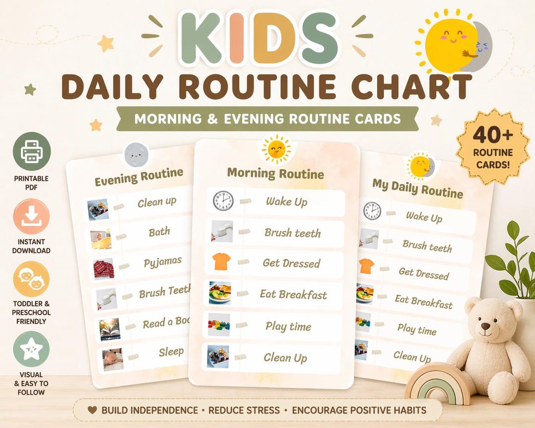 Visual Schedule for Kids Printable Routine Cards Toddler Behavior Chart ...