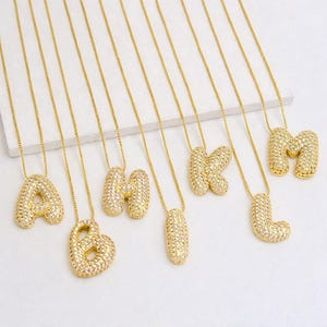 Chunky Initial Necklace, Gold or Silver Letter Pendant Necklace, Trendy Statement Jewelry Alphabet Necklace Fashion Gift