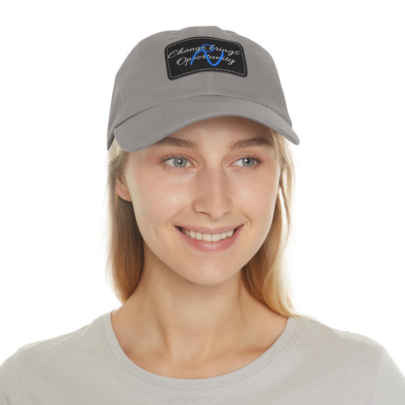 Leather Patch Dad Hat | Rectangular Embossed Patch Dad Hat image 4