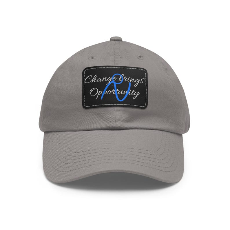 Leather Patch Dad Hat | Rectangular Embossed Patch Dad Hat image 1
