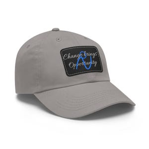 Leather Patch Dad Hat | Rectangular Embossed Patch Dad Hat image 2