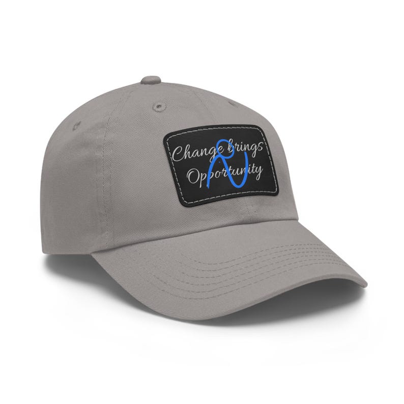Leather Patch Dad Hat | Rectangular Embossed Patch Dad Hat image 2
