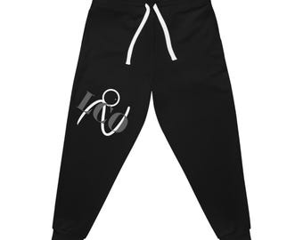 pantalon de jogging à inscriptions manuscrites | Pantalon de jogging noir avec monogramme argenté discret