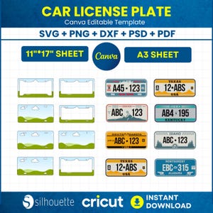 Car License Plate Canva Editable Template, Sublimation Design (Digital Download)