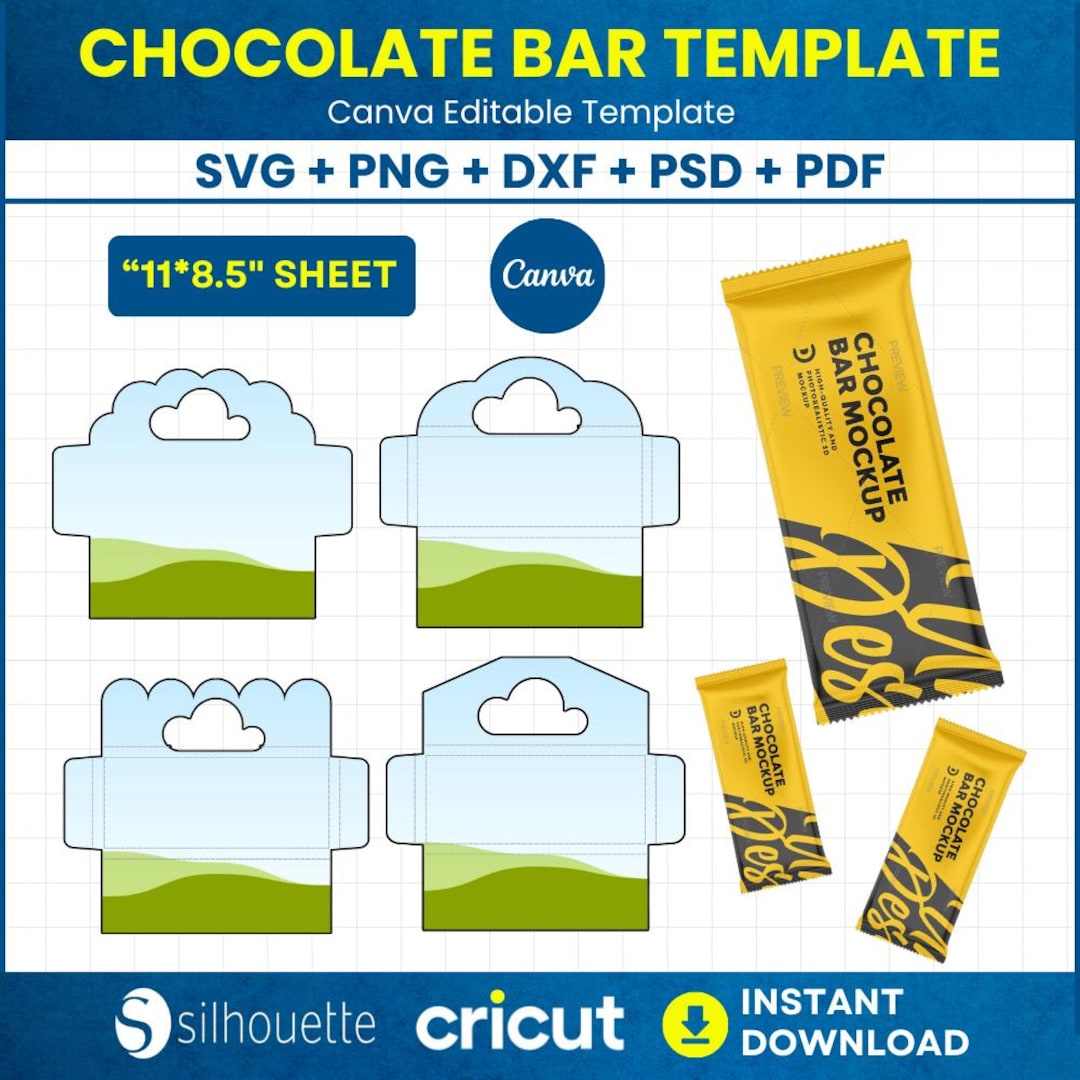 Chocolate Bar Wrapper Template Bundle, Canva Chocolate Label Template ...