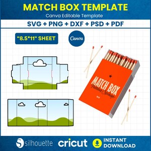 Matchbox Label Template SVG, Matchbook Label Canva Template, Printable Match Box Sticker, DIY Wedding Matchbox Label, Cricut Silhouette