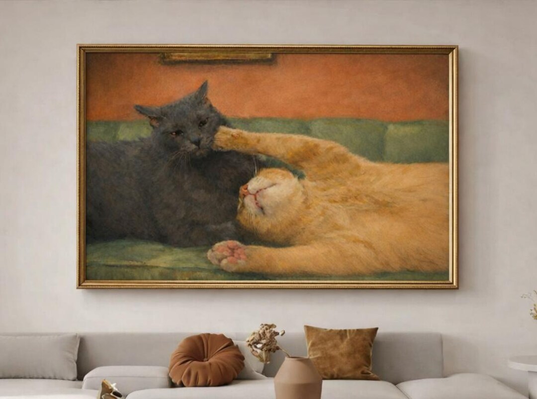 Vintage Cat Wall Art Print | Retro Funny Cats Poster | Eclectic Decor ...