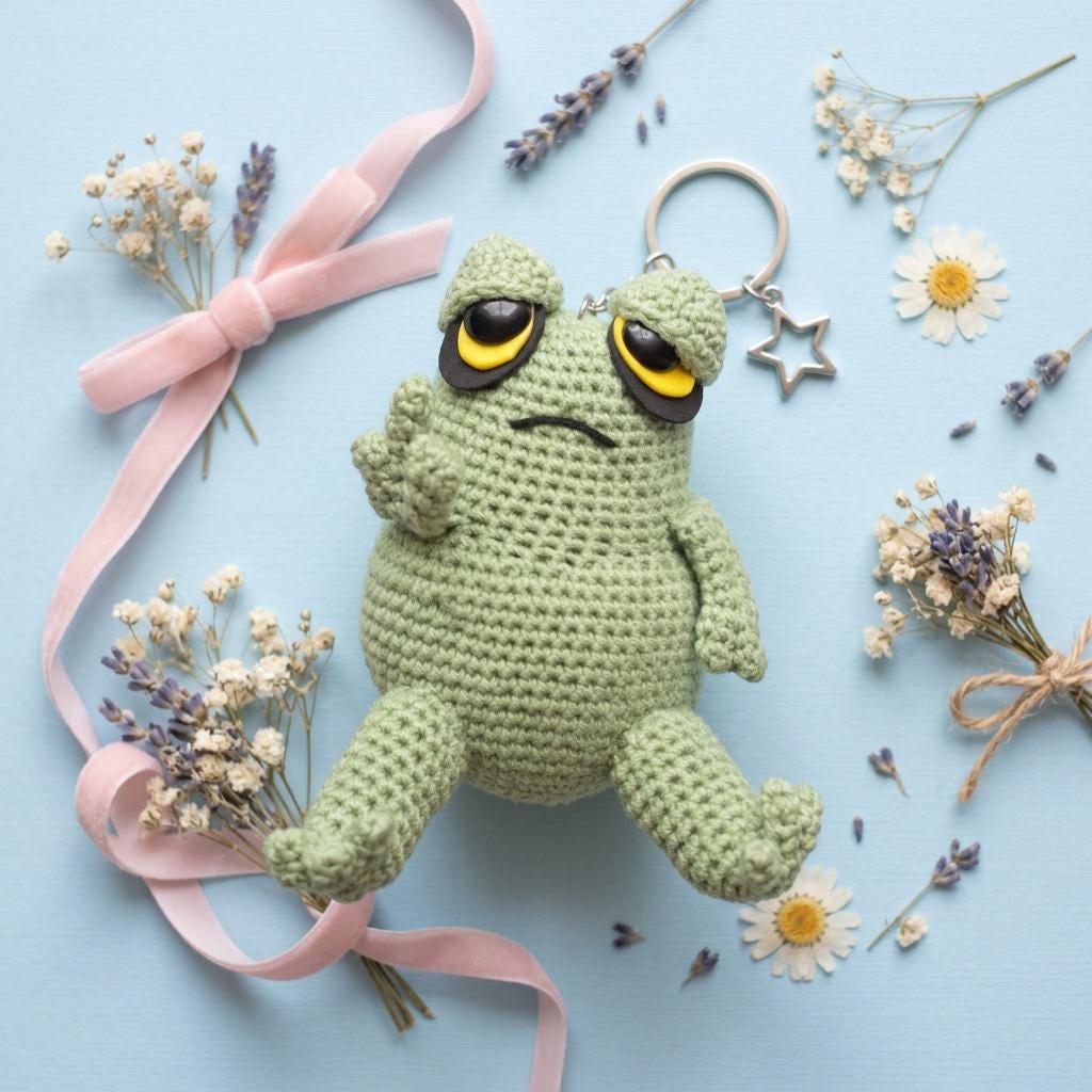 Middle Finger Frog Crochet Keychain Pattern | Amigurumi Meme PDF ...