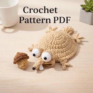 Squirrel Mug Rug Crochet Pattern, Easy Amigurumi Coaster (Digital PDF)