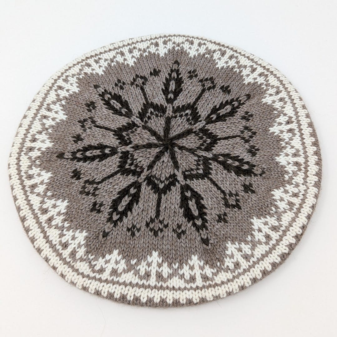 Fairisle Handknit Wool Beret, XS/S, Kids 10/12 - Etsy display picture 1
