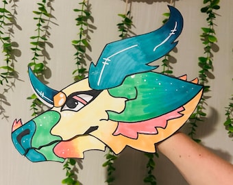 Marionnette dragon en papier faite main moyenne