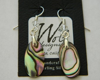 Abalone & White Quartz Mini Scarab Fly Wing Stud Earring main image 1