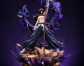 Estatua de anime de 45 cm del espadachín de la Luna Oscura, figura de PVC inspirada en Demon Slayer y Kokushibo.