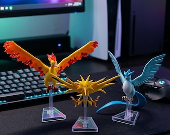Set de 3 figuras de aves Pokémon legendarias: Articuno, Zapdos y Moltres