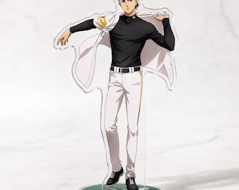Figura acrílica de Eren Yeager con uniforme de béisbol.