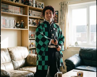 Disfraz de cosplay de Kamado Tanjiro / Traje de cazador de demonios