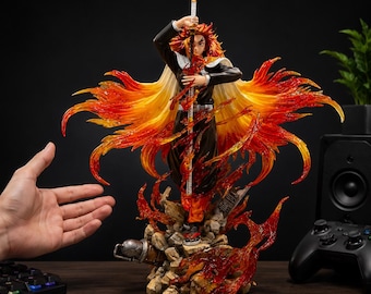 Demon Slayer Rengoku Kyojuro Figure 30cm, PVC Flame Hashira Anime Statue