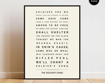 Ireland National Anthem Print, The Soldier's Song, Patriotic Wall Art