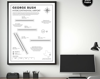 IAH Airport Karte Kunstdruck, George Bush Interkontinentaler Flughafen