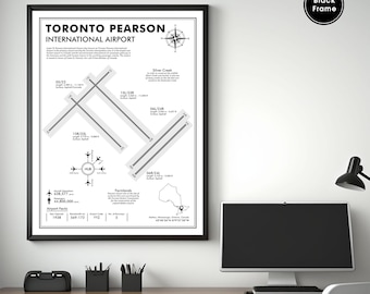 YYZ, Toronto Pearson Airport Map Kunstdruck