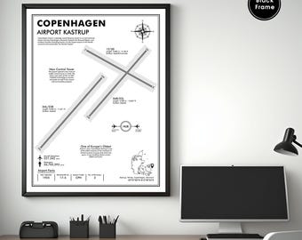 CPH Copenhagen Airport Karte Kunstdruck