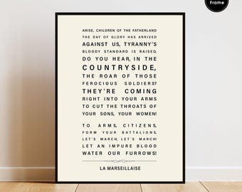 French National Anthem Poster, La Marseillaise Print, France Patriotic Wall Art, French Gift Decor