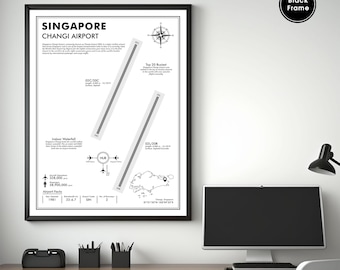 SIN Singapore Changi Airport Map Kunstdruck