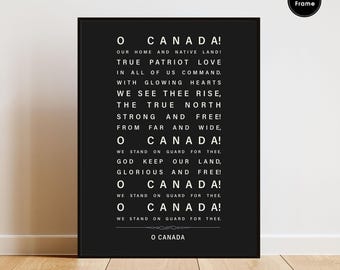 O Canada National Anthem Print, Patriotic Wall Art